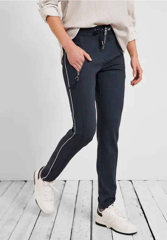 Casual fit broek met rits deep blue