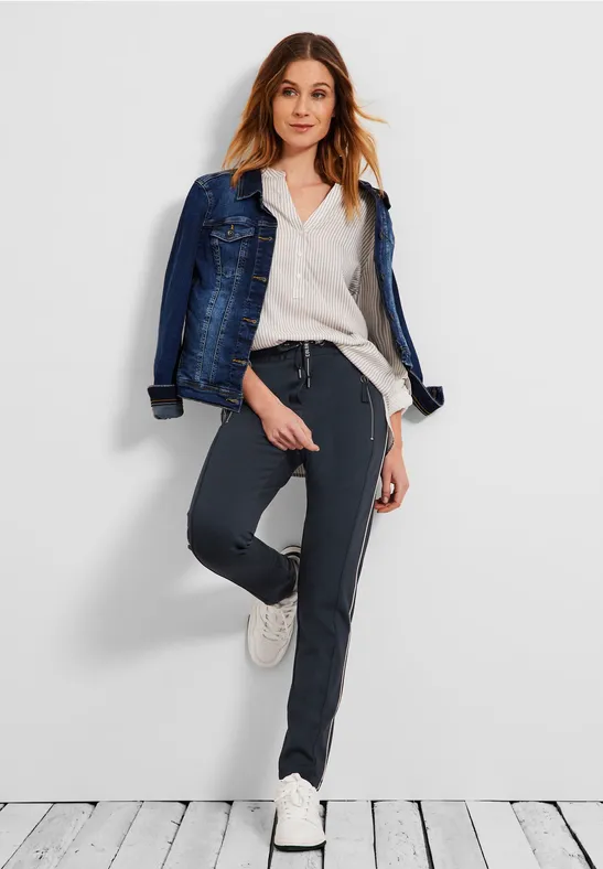 Casual fit broek met rits deep blue