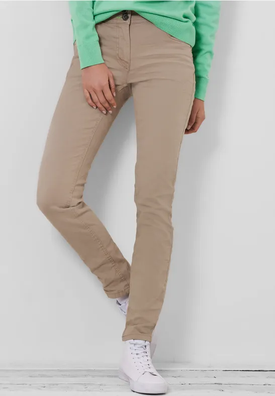 Slim Fit Hose in Unifarbe caramel beige