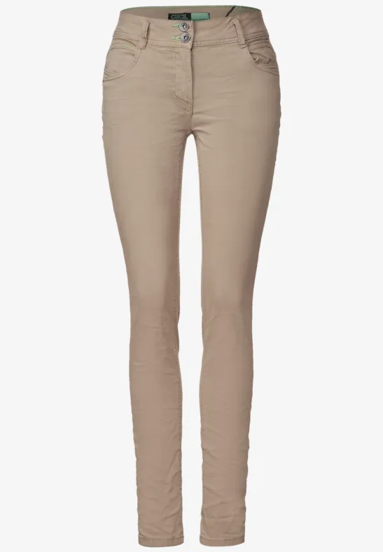 Slim Fit Hose in Unifarbe caramel beige