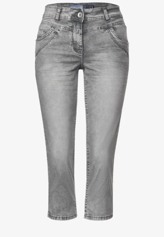 Loose Fit Jeans in 3/4-Länge grey washed