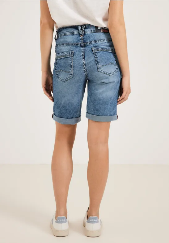 Short en jean coupe slim mid blue washed