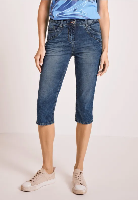 Slim Fit Jeans in 3/4-Länge mid blue wash