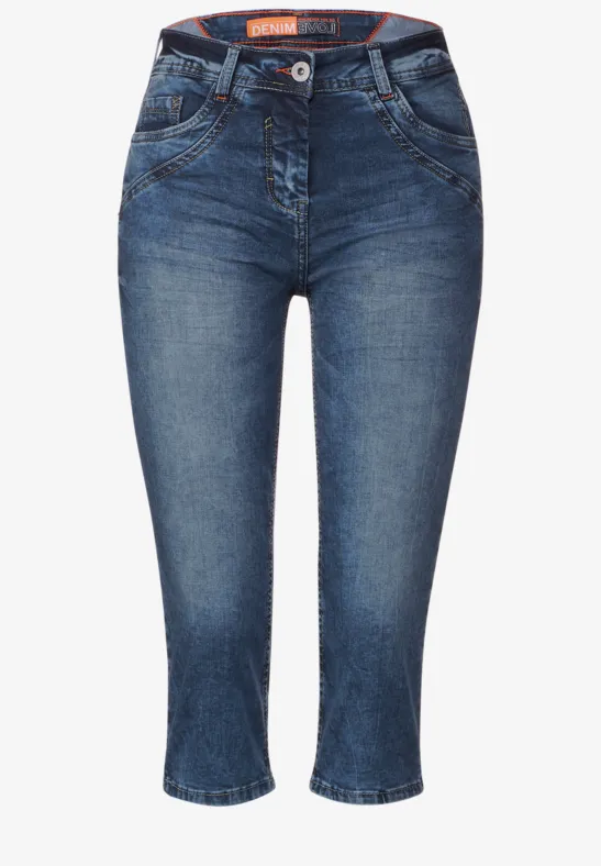 Slim Fit Jeans in 3/4-Länge mid blue wash