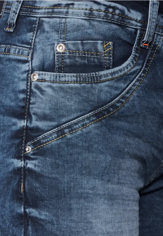 Slim Fit Jeans in 3/4-Länge mid blue wash