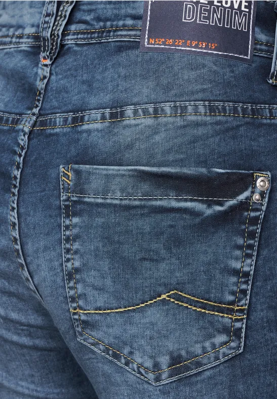 Slim Fit Jeans in 3/4-Länge mid blue wash
