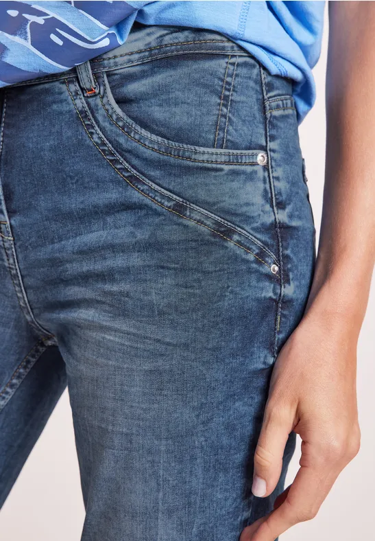 Slim Fit Jeans in 3/4-Länge mid blue wash