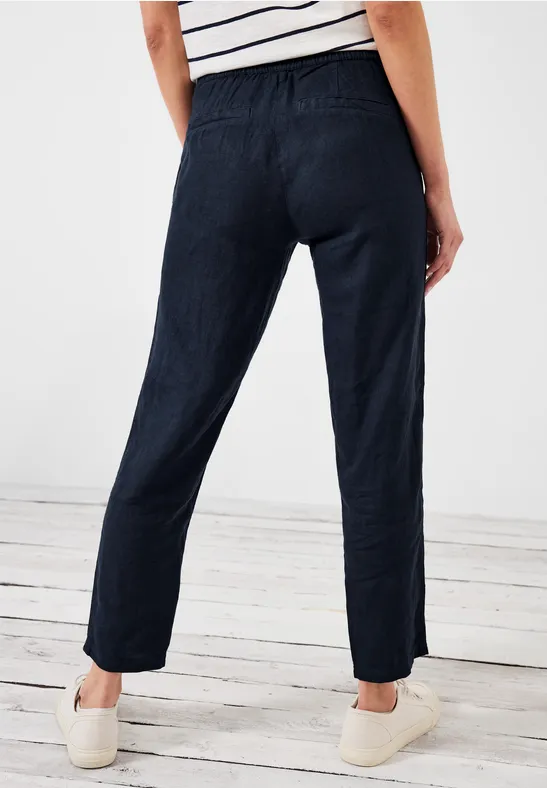 Leinen Casual Fit Hose deep blue