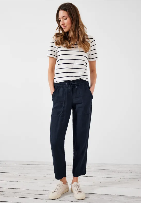 Leinen Casual Fit Hose deep blue