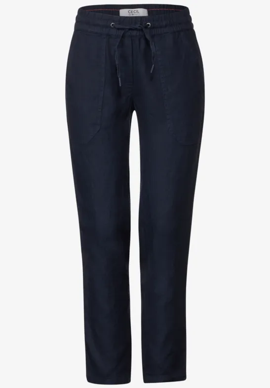 Leinen Casual Fit Hose deep blue