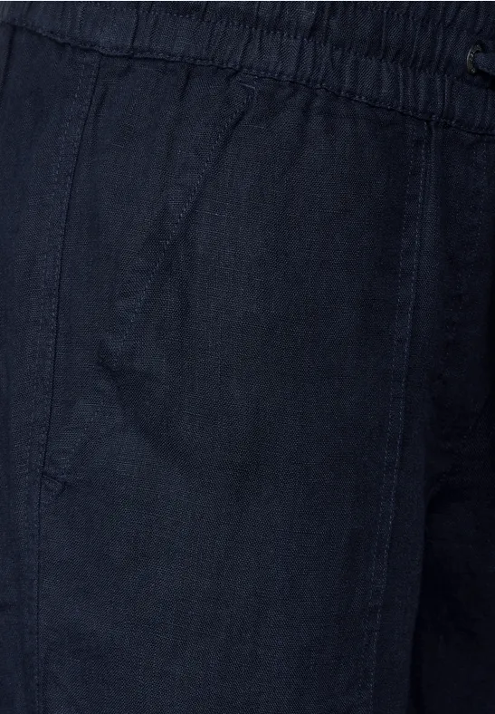 Leinen Casual Fit Hose deep blue