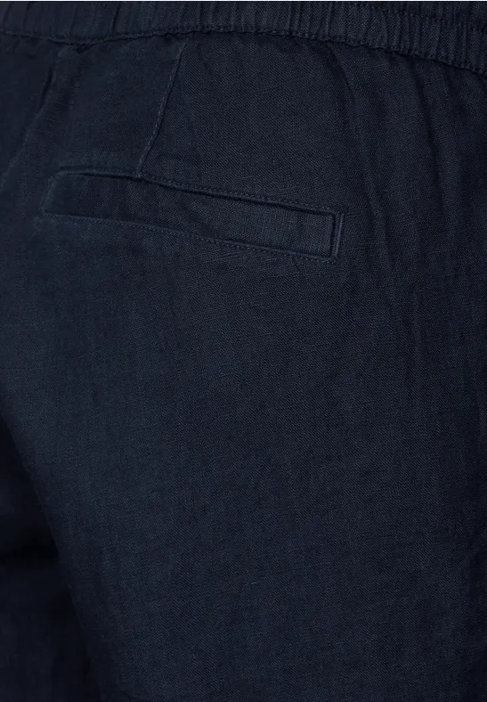 Leinen Casual Fit Hose deep blue