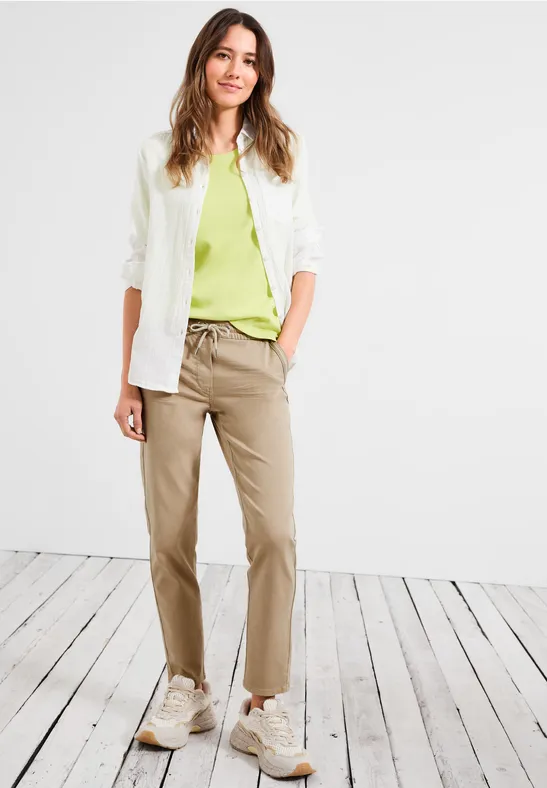 Casual Fit Hose mit Stretch authentic beige