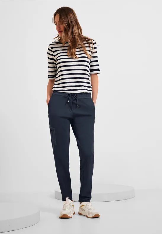 Casual fit jersey broek deep blue