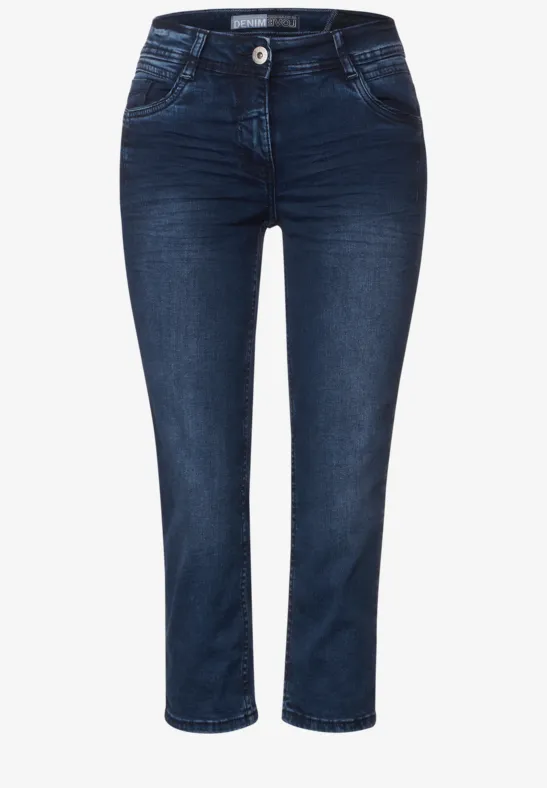 Loose Fit Jeans in 3/4-Länge blue black random wash