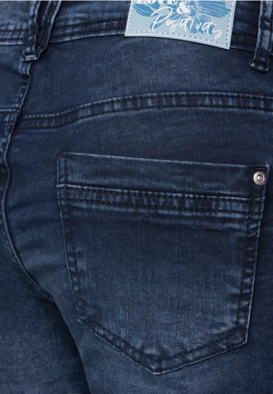 Loose Fit Jeans in 3/4-Länge blue black random wash