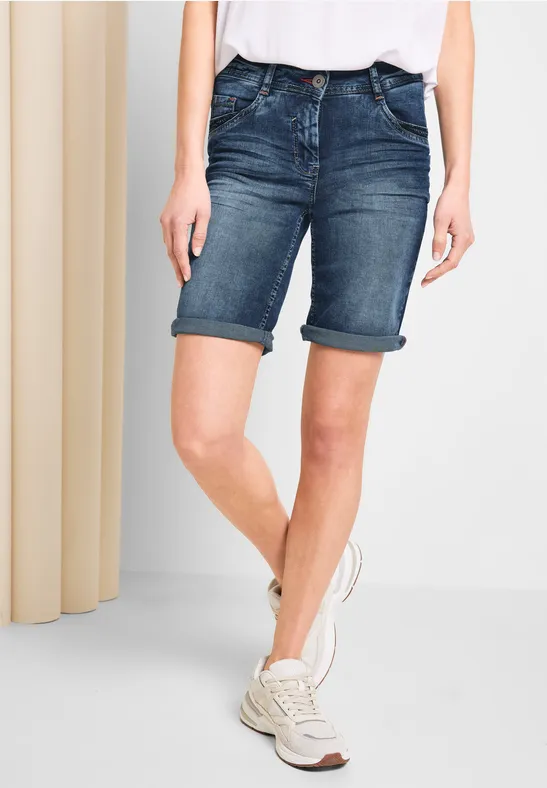 Loose fit jeansshort mid blue authentic wash