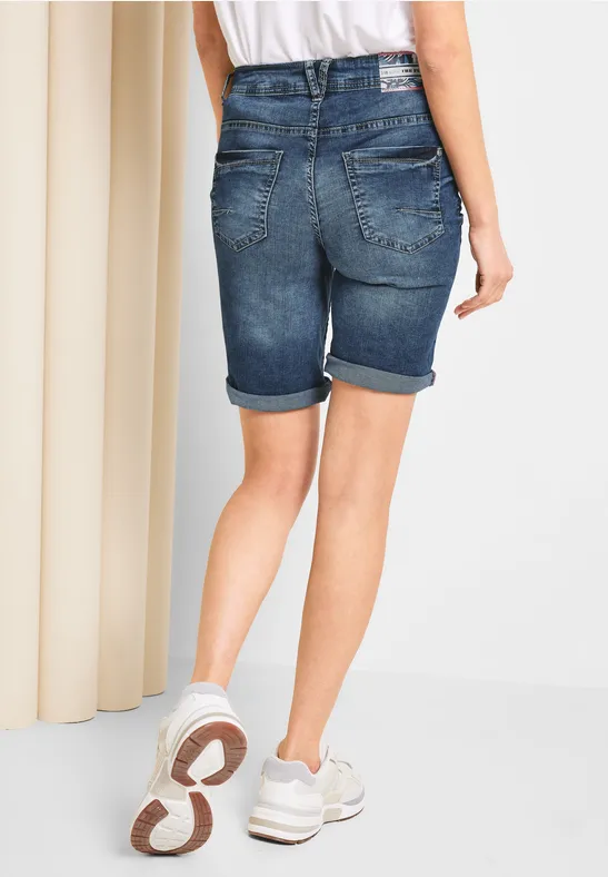 Loose fit jeansshort mid blue authentic wash
