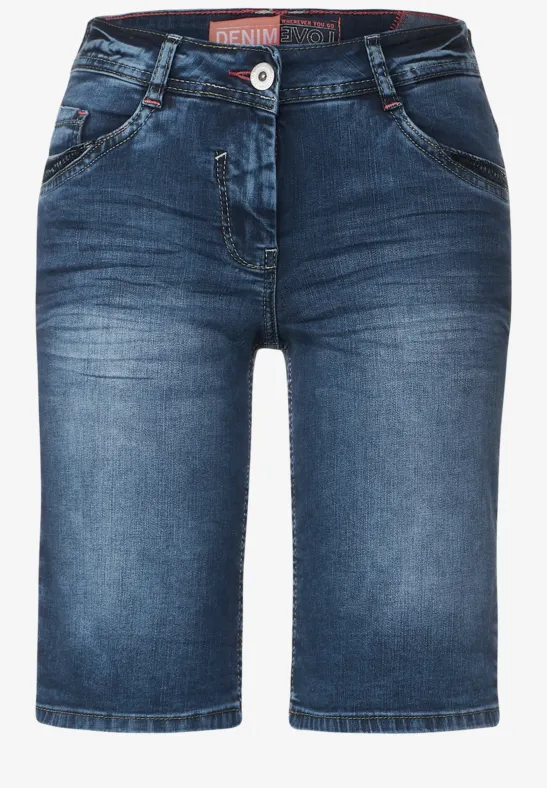 Loose fit jeansshort mid blue authentic wash