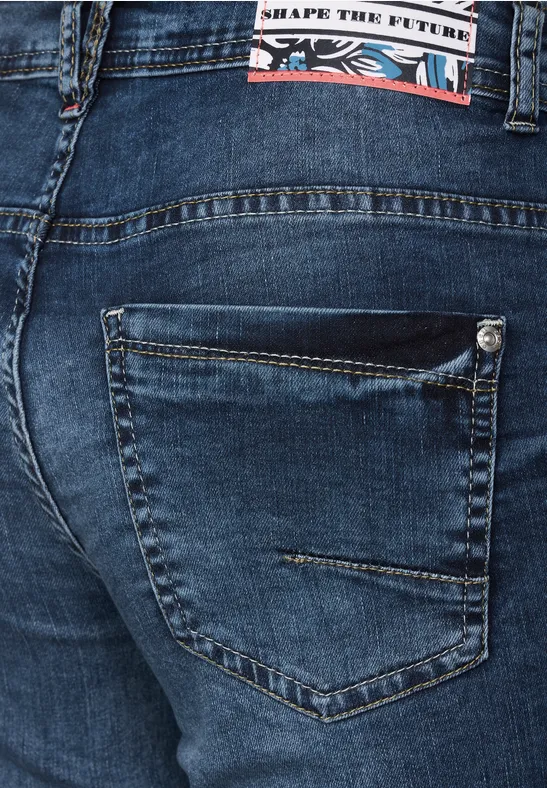 Loose fit jeansshort mid blue authentic wash