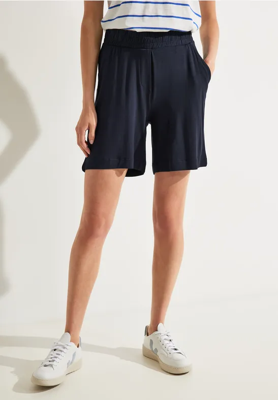 Short coupe ample en jersey deep blue