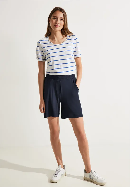 Short coupe ample en jersey deep blue