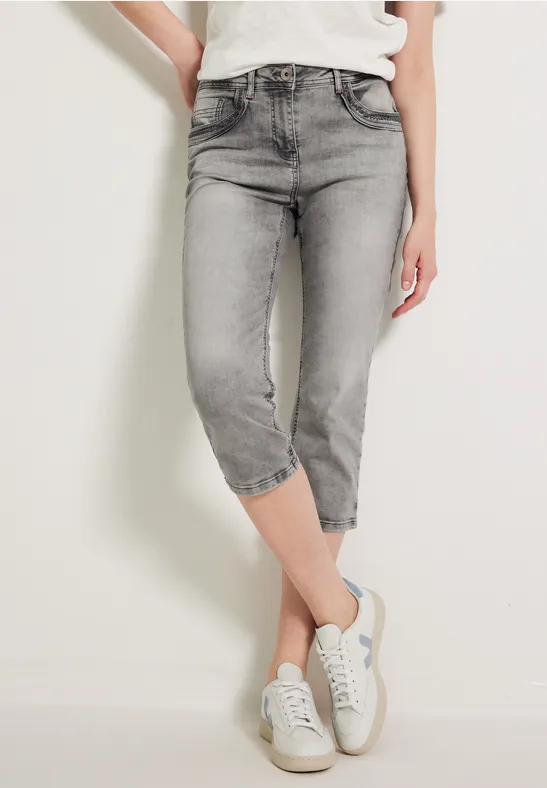 Slim fit jeans in 3/4-lengte mid grey wash