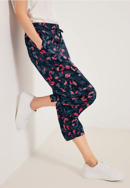 Casual fit broek met print deep blue