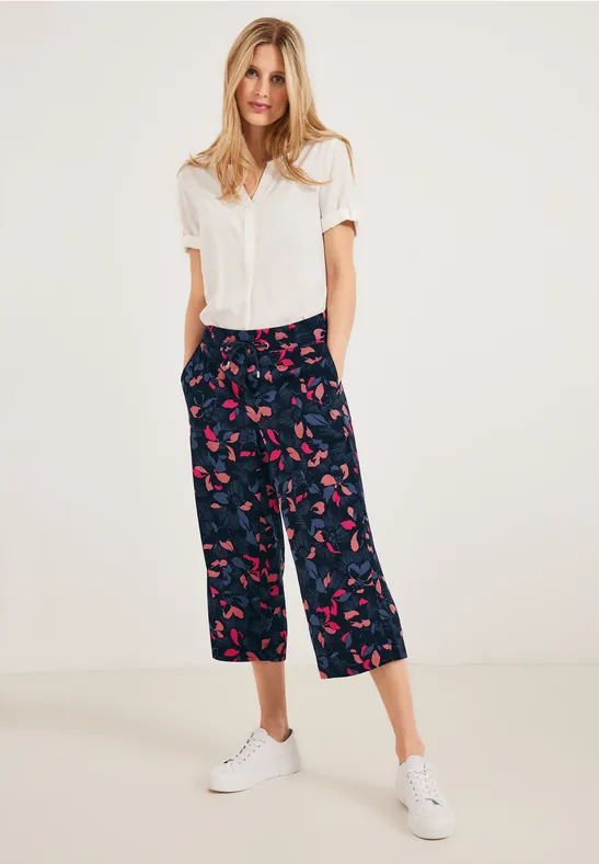 Casual fit broek met print deep blue
