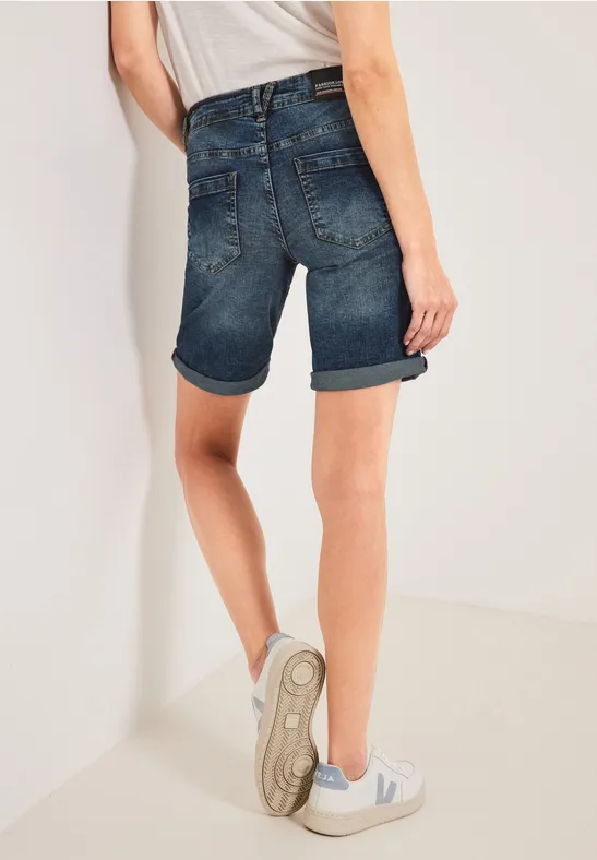 Loose Fit Jeansshorts dark blue used wash