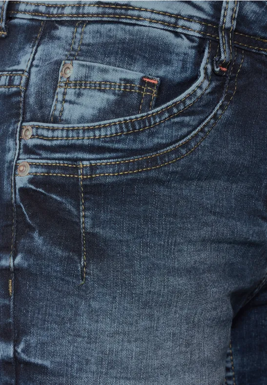 Loose Fit Jeansshorts dark blue used wash