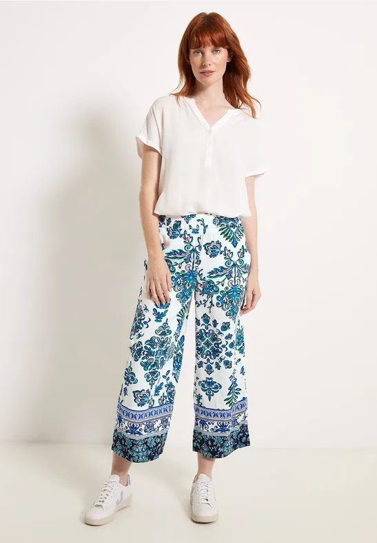 Casual fit broek met print vanilla white