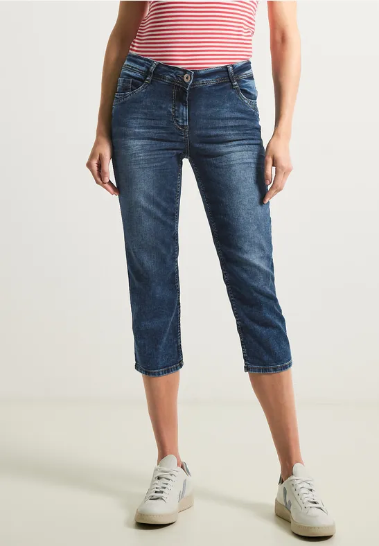 Jean 3/4 coupe ample mid blue wash