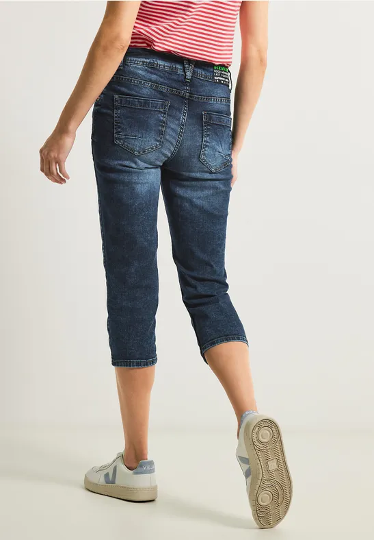 Jean 3/4 coupe ample mid blue wash