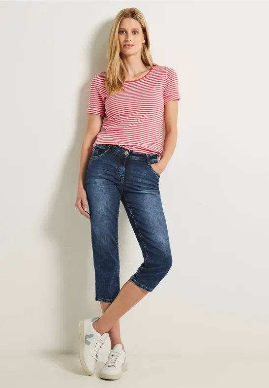 Jean 3/4 coupe ample mid blue wash