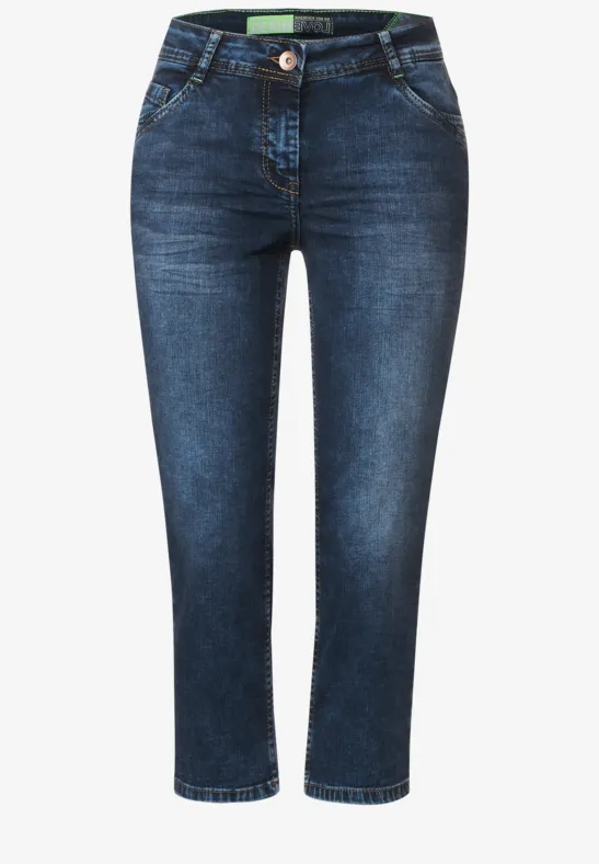 Jean 3/4 coupe ample mid blue wash
