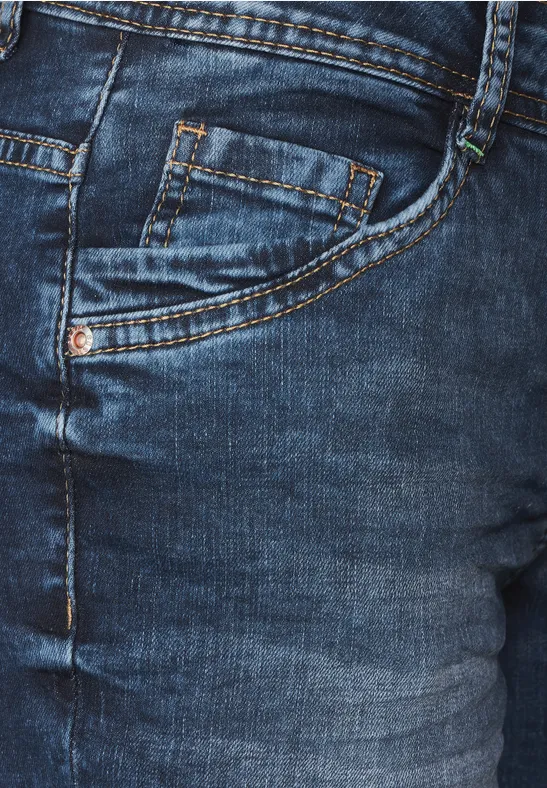 Jean 3/4 coupe ample mid blue wash
