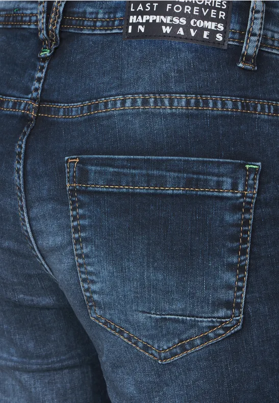 Jean 3/4 coupe ample mid blue wash