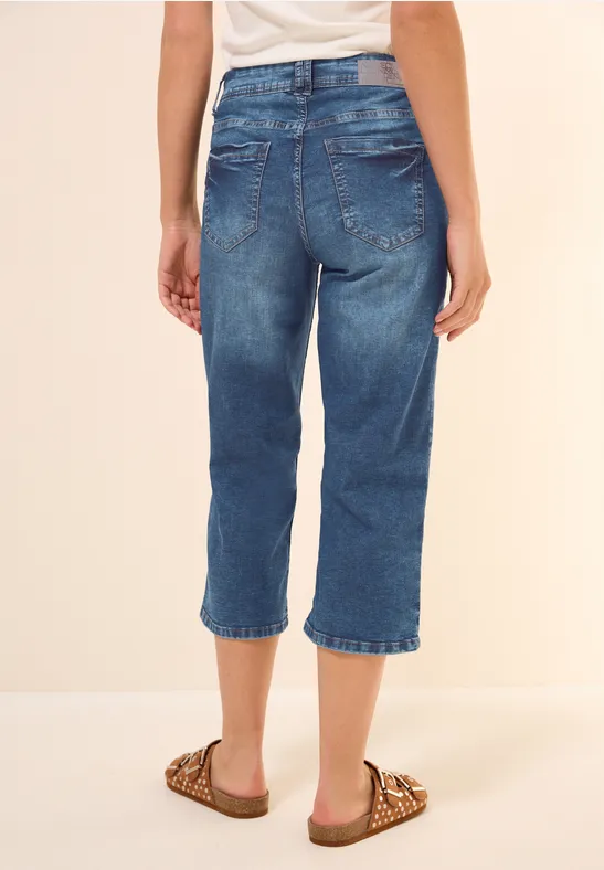3/4 Jeans mid blue used wash