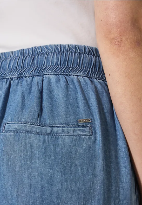 Wide Leg Lyocell-Hose mid blue wash