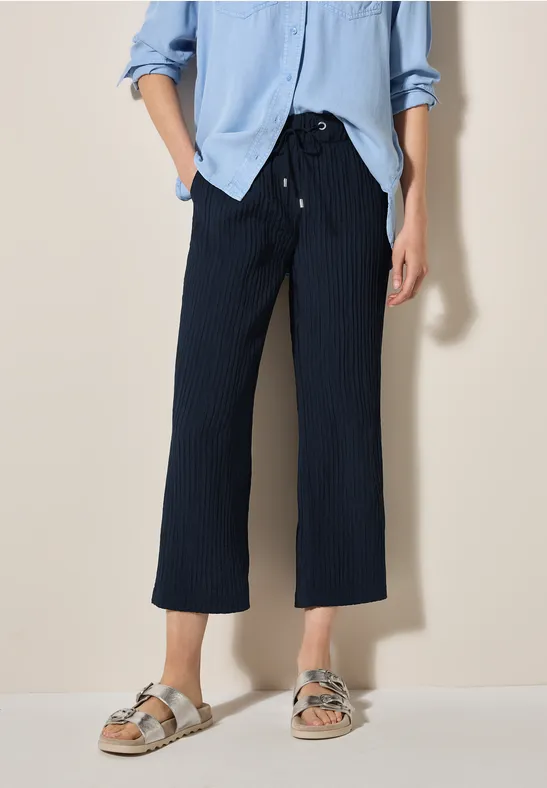 Wide Leg Strukturhose universal blue