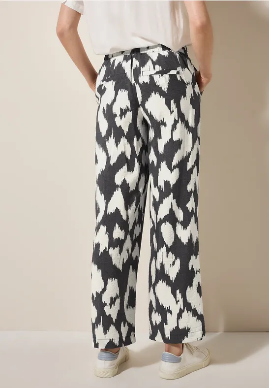 Broek met gedessineerde Wide Legs volcanic grey