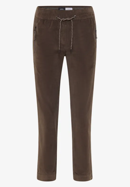 Comfortabele corduroy broek misty taupe