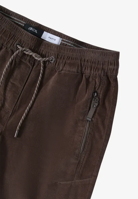 Comfortabele corduroy broek misty taupe