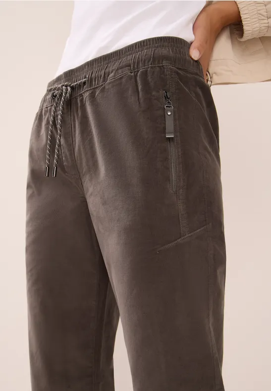 Comfortabele corduroy broek misty taupe