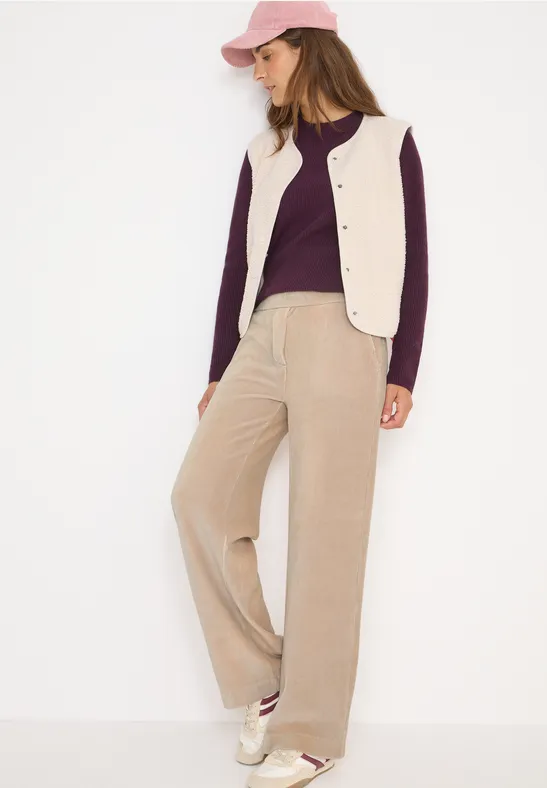 Wide Legs pantalon en velours côtelé silvery beige