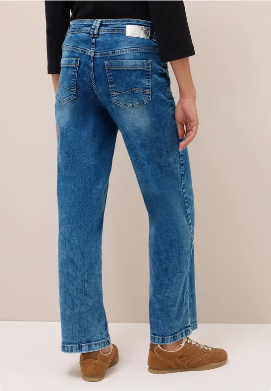 Wide Leg Jeans mid blue used wash