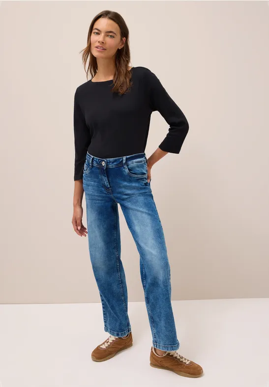 Wide Leg Jeans mid blue used wash