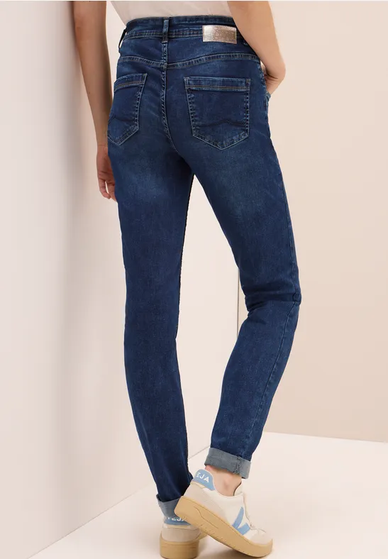 Slim Fit jeans mid blue used wash