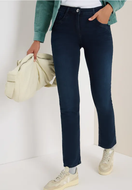 Straight Leg Jeans blue black used wash